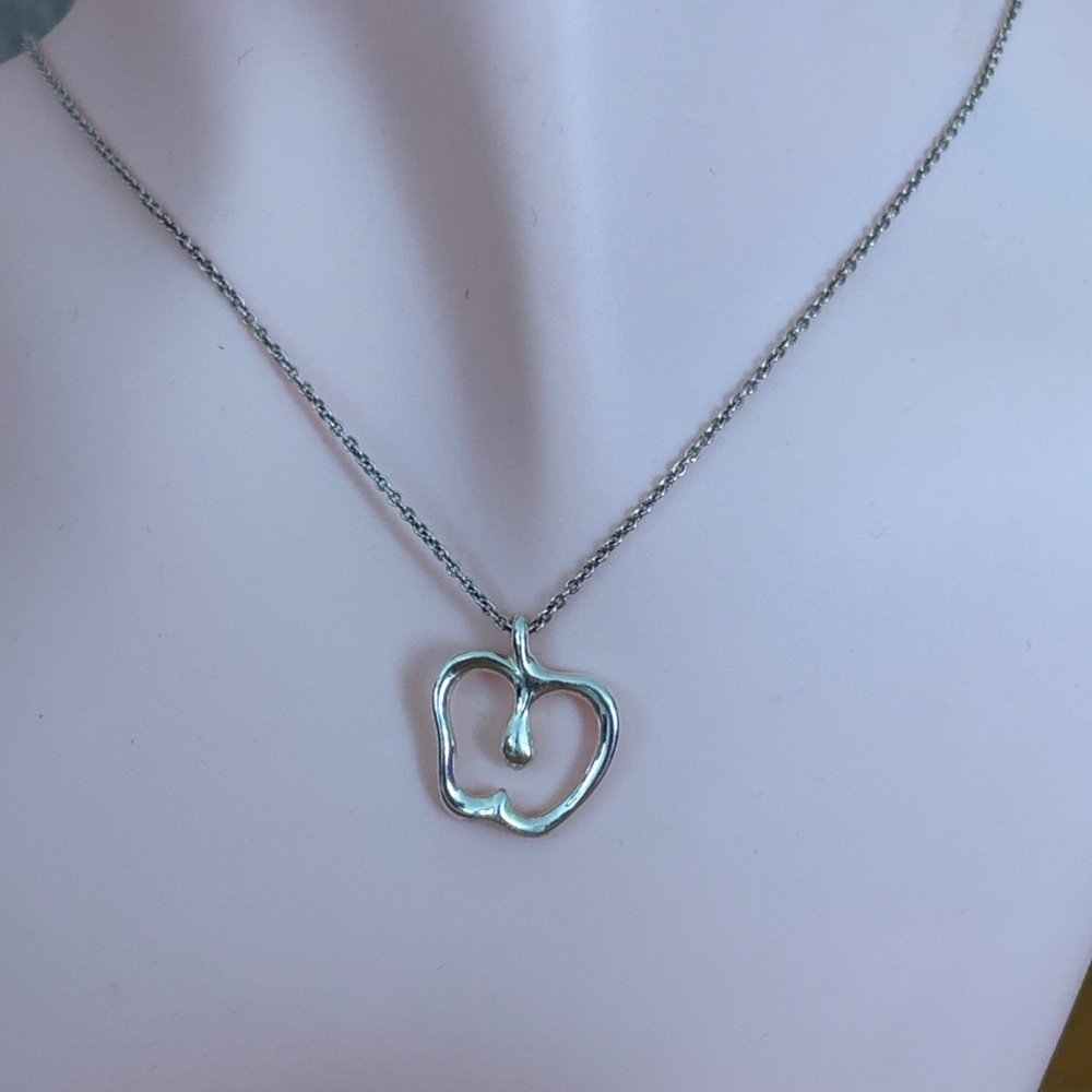Tiffany & Co. Else Peretti Apple 15mm Necklace Pendant Sterling Silver 16" - Picture 3 of 14